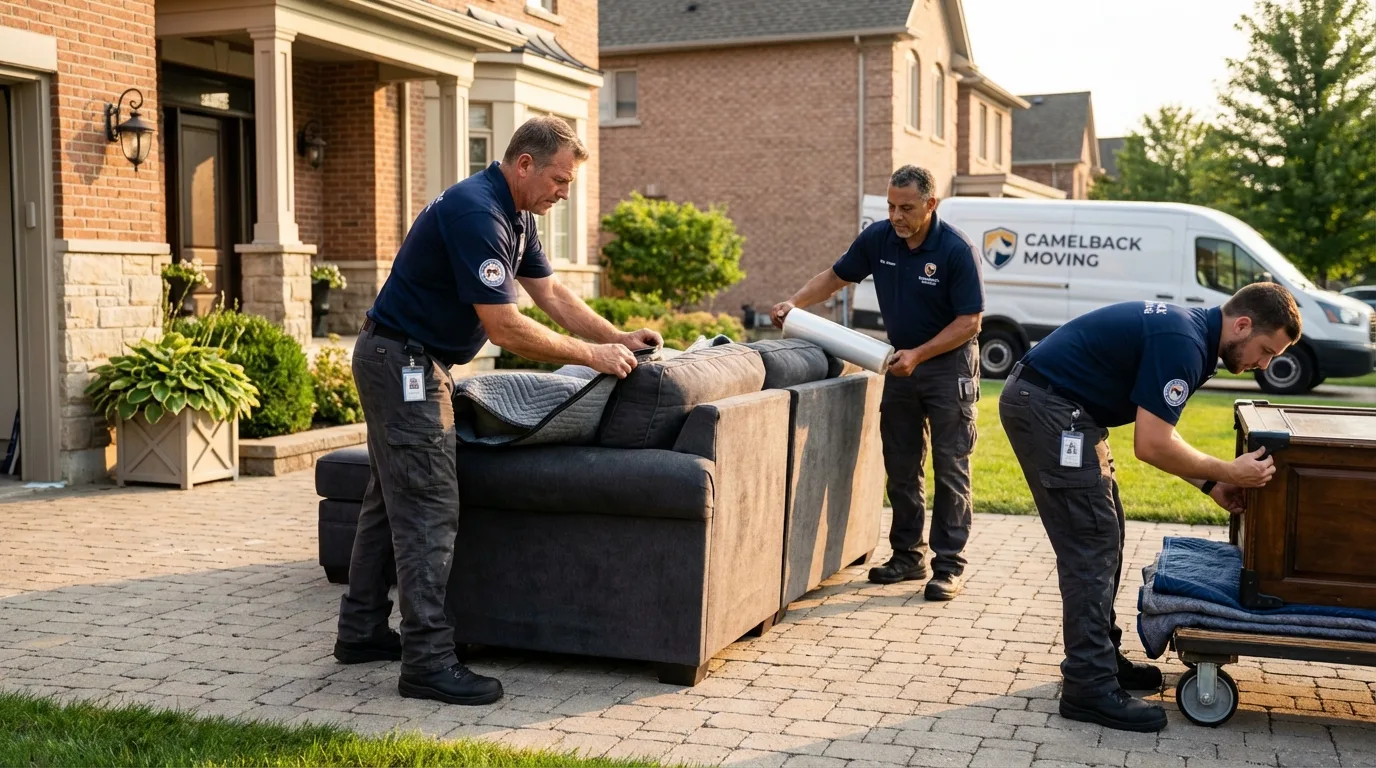 Large estate moving crew wrapping furniture in Pocola, OK